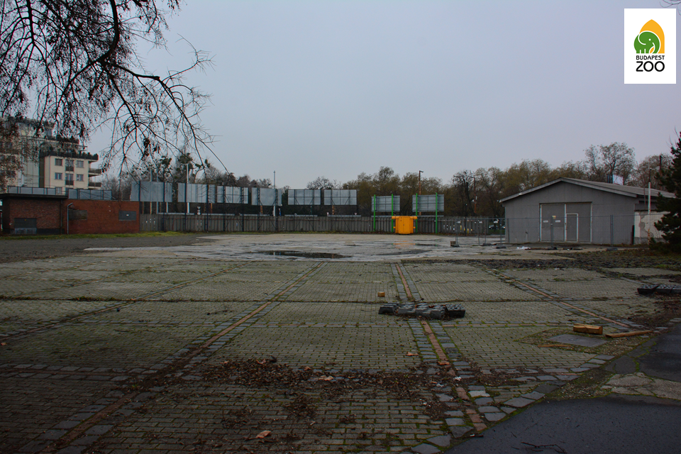 Az egykori Vidámpark Kacsóh Pongrác út felé eső vége a 2014-es átvételkor. A betonnal és térkővel burkolt területet a Vidámpark már évek óta parkolóként hasznosította.