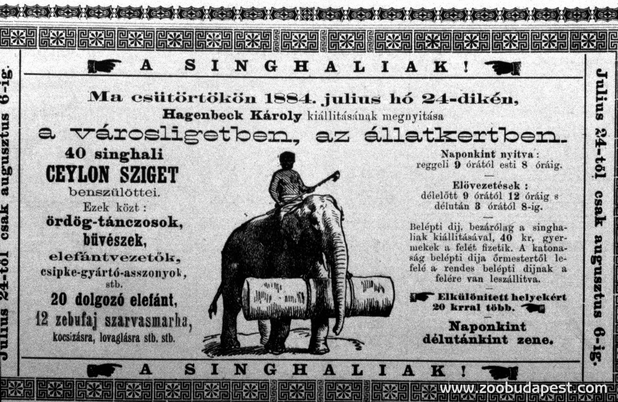 A szingalézek 1884-es fellépésének korabeli plakátja