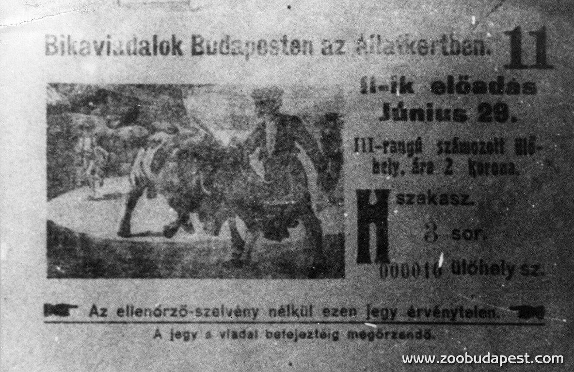 Belépőjegy az 1904. június 29-i bikaviadalra
